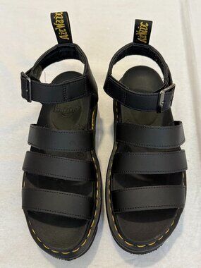 Dr Martens Blaire Sandals Black Leather Platform Strap Womens Size 7 Chunky